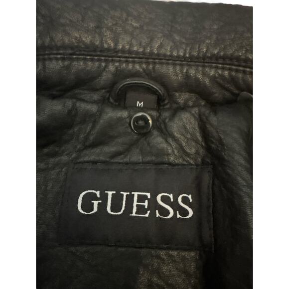 Guess Moto Jacket | Black Zip Front Biker Style with Lace Up Sleeves | Size M - Picture 10 of 11